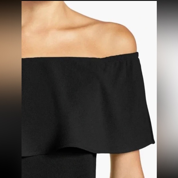 NWT Charles Henry Crepe Off The Shoulder Cocktail Mini Dress, Size Small, Black - Picture 2 of 16